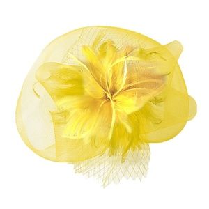 Kentucky Derby Yellow Feather  Flower Fascinator